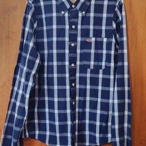 Hollister Navy Checkered Button-Down Shirt